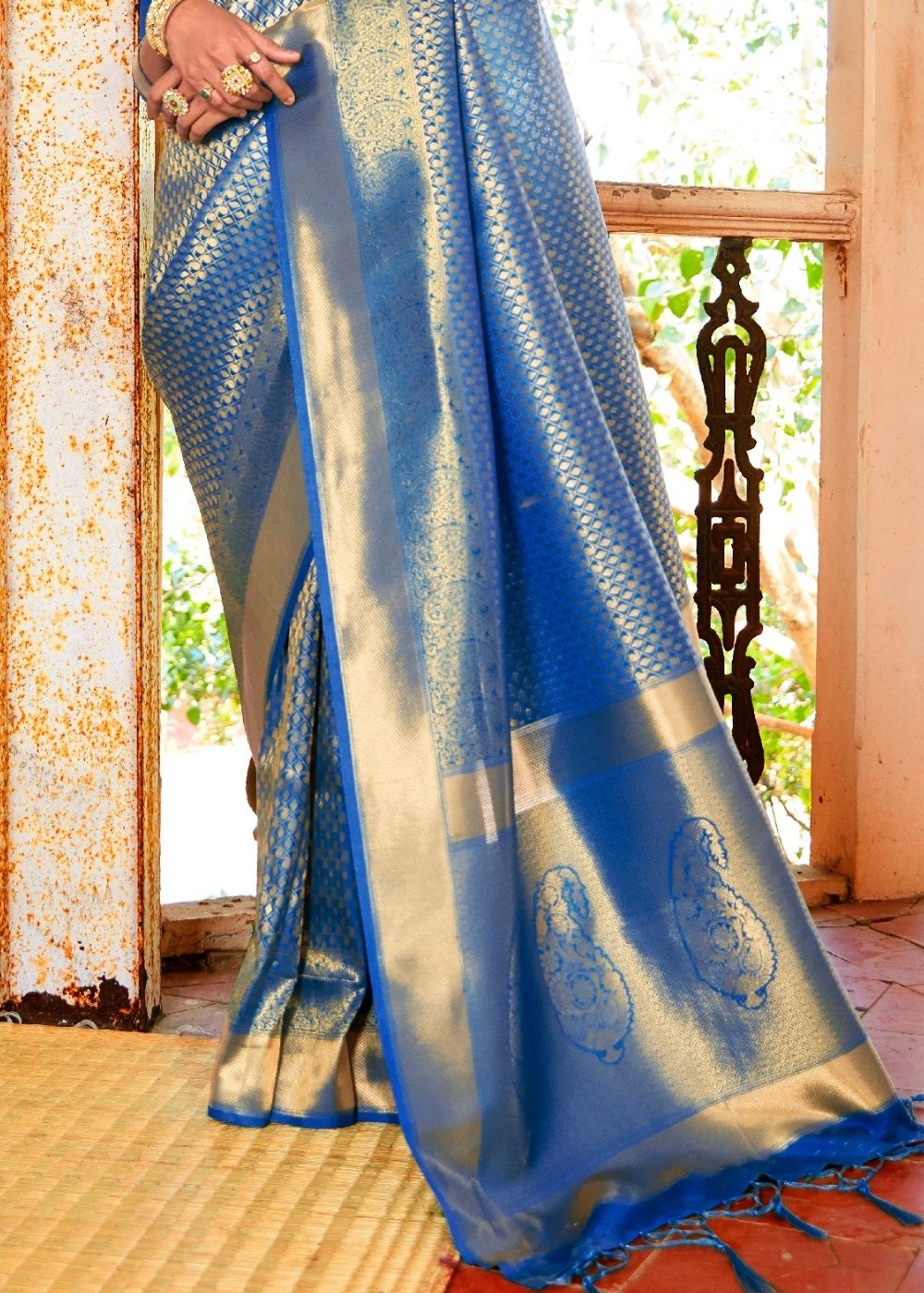 Sapphire Blue Woven Kanjivaram Saree:Limited Edition Clothsvilla