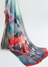 Load image into Gallery viewer, Pastel Green Satin Silk Digital Printed Saree Clothsvilla