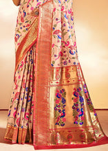 Load image into Gallery viewer, Salmon Pink Woven Banarasi Paithani Silk Saree Clothsvilla