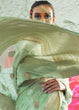 Load image into Gallery viewer, Fern Green Zari Woven Organza Silk Saree Clothsvilla