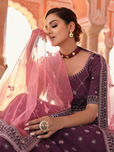 Wine Embroidered Designer Lehenga Choli Clothsvilla