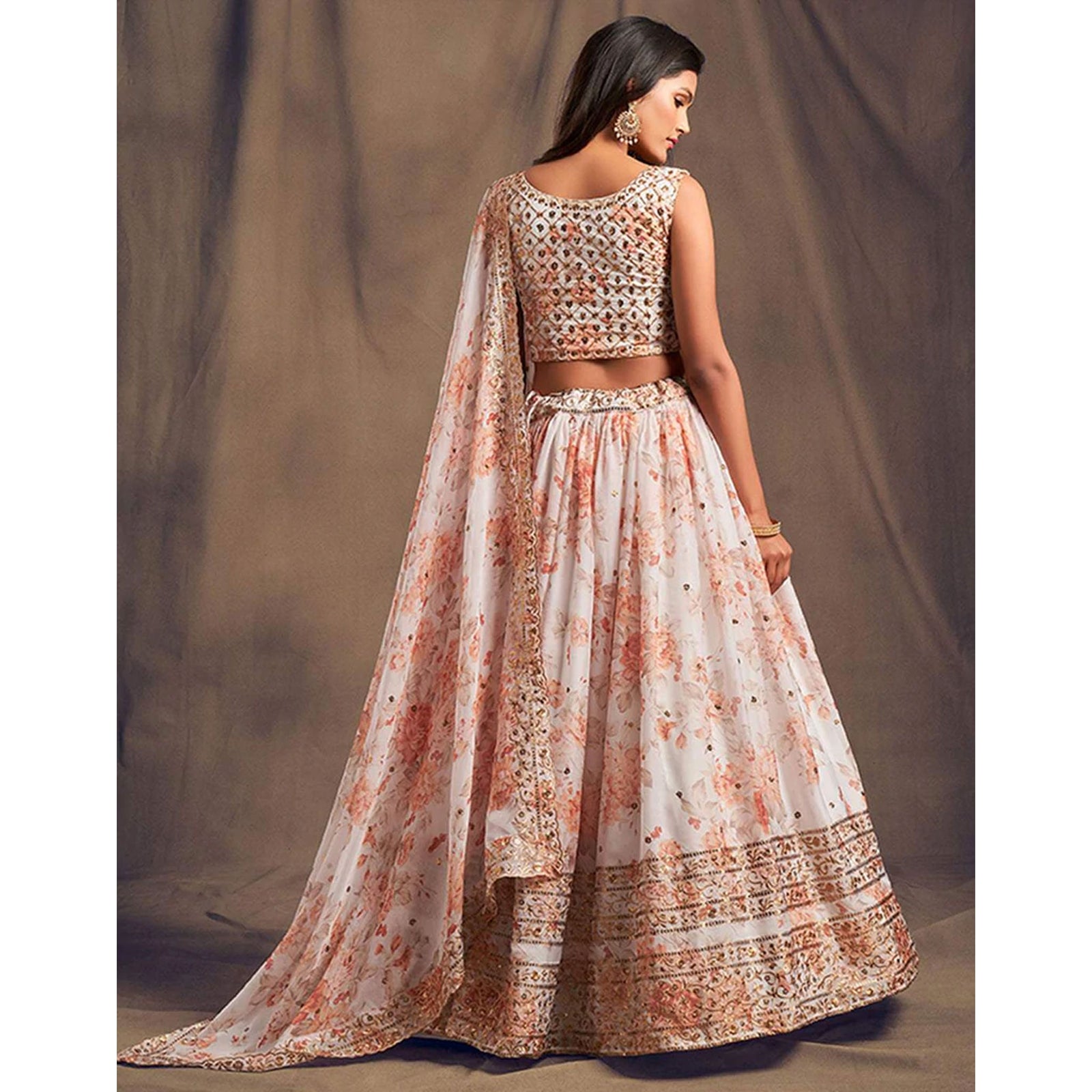 Floral Organza Lehenga Choli with heavy embroidery work ClothsVilla