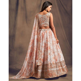 Floral Organza Lehenga Choli with heavy embroidery work ClothsVilla