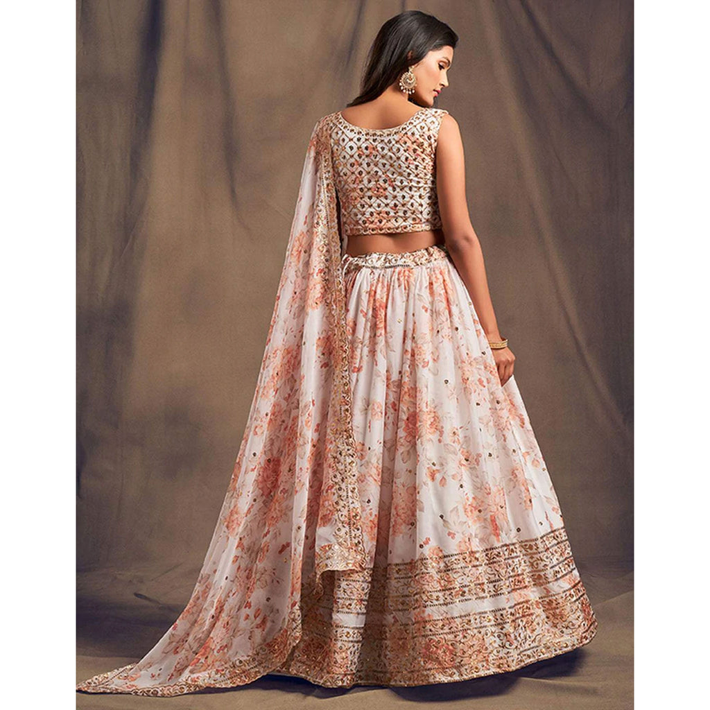 Floral Organza Lehenga Choli with heavy embroidery work ClothsVilla