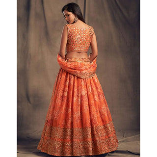 Floral Organza Lehenga Choli with heavy embroidery work ClothsVilla