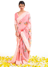 Load image into Gallery viewer, Flamingo Pink Chikankari Silk Saree with Floral Digital Print Clothsvilla