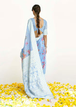 Load image into Gallery viewer, Sky Blue Chikankari Silk Saree with Floral Digital Print Clothsvilla