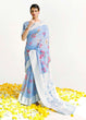 Load image into Gallery viewer, Sky Blue Chikankari Silk Saree with Floral Digital Print Clothsvilla