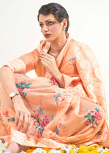 Load image into Gallery viewer, Light Coral Orange Chikankari Silk Saree with Floral Digital Print Clothsvilla