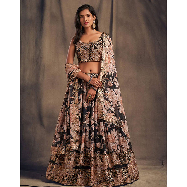 Floral Organza Lehenga Choli with heavy embroidery work ClothsVilla