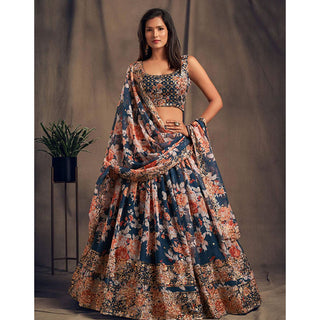 Floral Organza Lehenga Choli with heavy embroidery work ClothsVilla