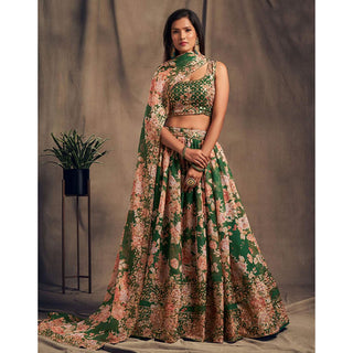 Floral Organza Lehenga Choli with heavy embroidery work ClothsVilla