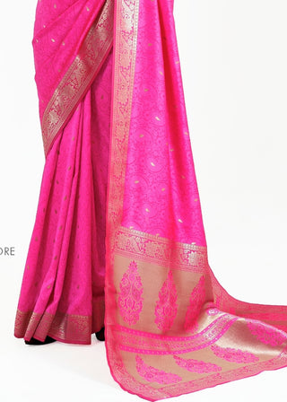 Hot Pink Woven Kanjivaram Silk Saree Clothsvilla
