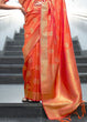Load image into Gallery viewer, Coral Orange Woven Banarasi Silk Saree with overall Butti Clothsvilla