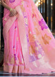 Load image into Gallery viewer, Vivid Pink Zari Woven Linen Silk Saree Clothsvilla