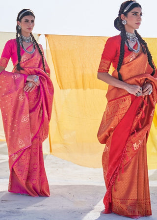 Salamander Orange Soft Silk Woven Kanjivaram Saree : Special Edition Clothsvilla