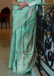 Load image into Gallery viewer, Turquoise Blue Banarasi-Chanderi Fusion Woven Silk Saree Clothsvilla