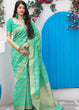 Load image into Gallery viewer, Sea Green Banarasi Cotton Silk Saree Clothsvilla