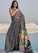 Load image into Gallery viewer, Black and White Polka Dots Digital Printed Crepe Silk Saree Clothsvilla