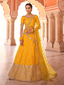 Mustard Embroidered Art Silk Semi Stitched Lehenga With Unstitched Blouse Clothsvilla