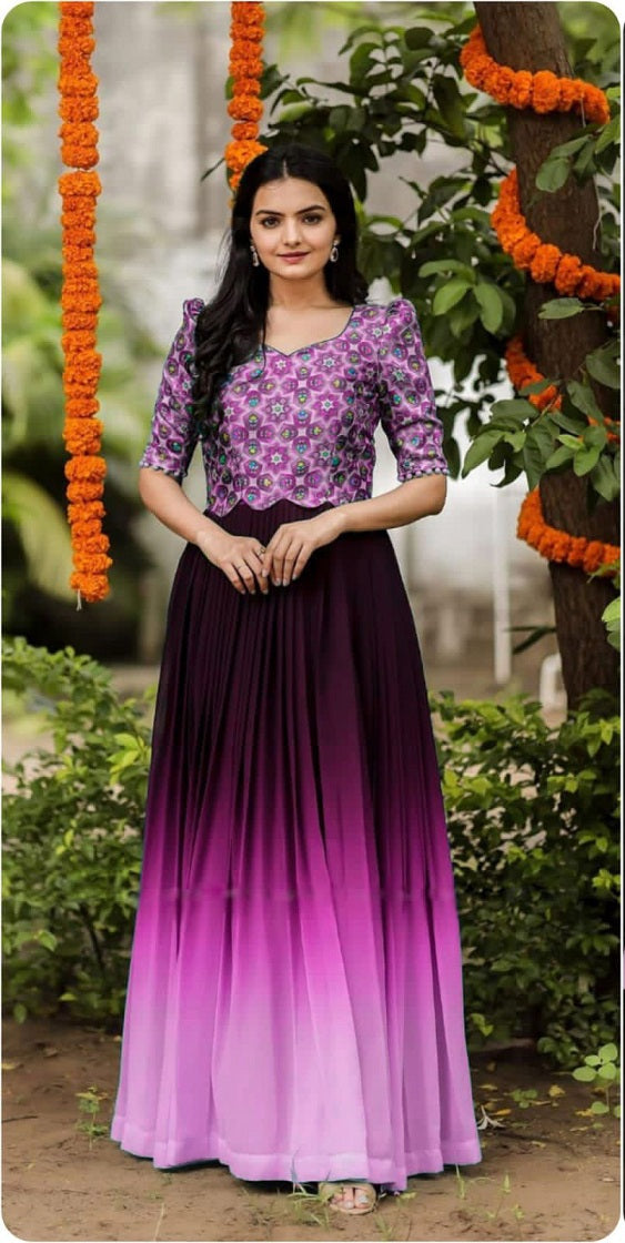 Georgette Wine Colo Lovely Pattern Long Gown Main image