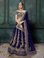 Impressive Navy Blue Colored Designer Partywear Raw Silk Lehenga Choli ClothsVilla