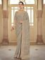 Grey Satin Georgette Saree With Unstitched Blouse Clothsvilla