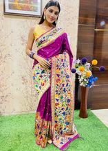 Load image into Gallery viewer, Magenta Purple Zari Woven Paithani Silk Saree Clothsvilla