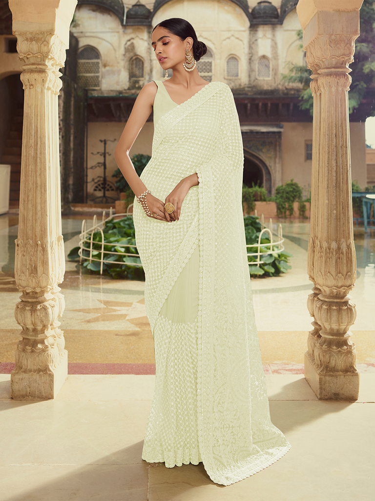 Apricot Soft Net Saree With Unstitched Blouse Clothsvilla