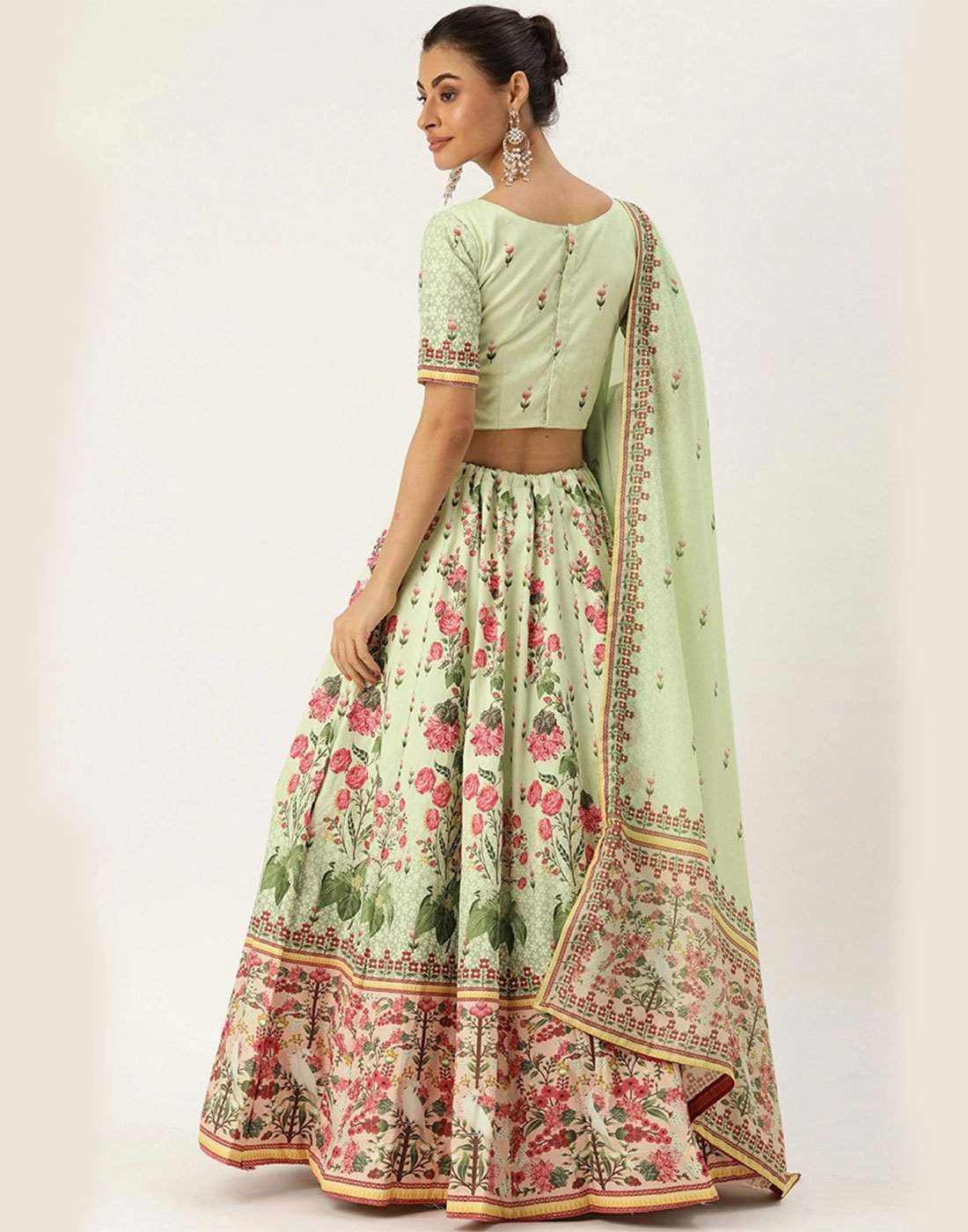 Light Green Colored Vaishali Silk Lehenga Choli ClothsVilla