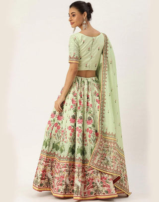 Light Green Colored Vaishali Silk Lehenga Choli ClothsVilla