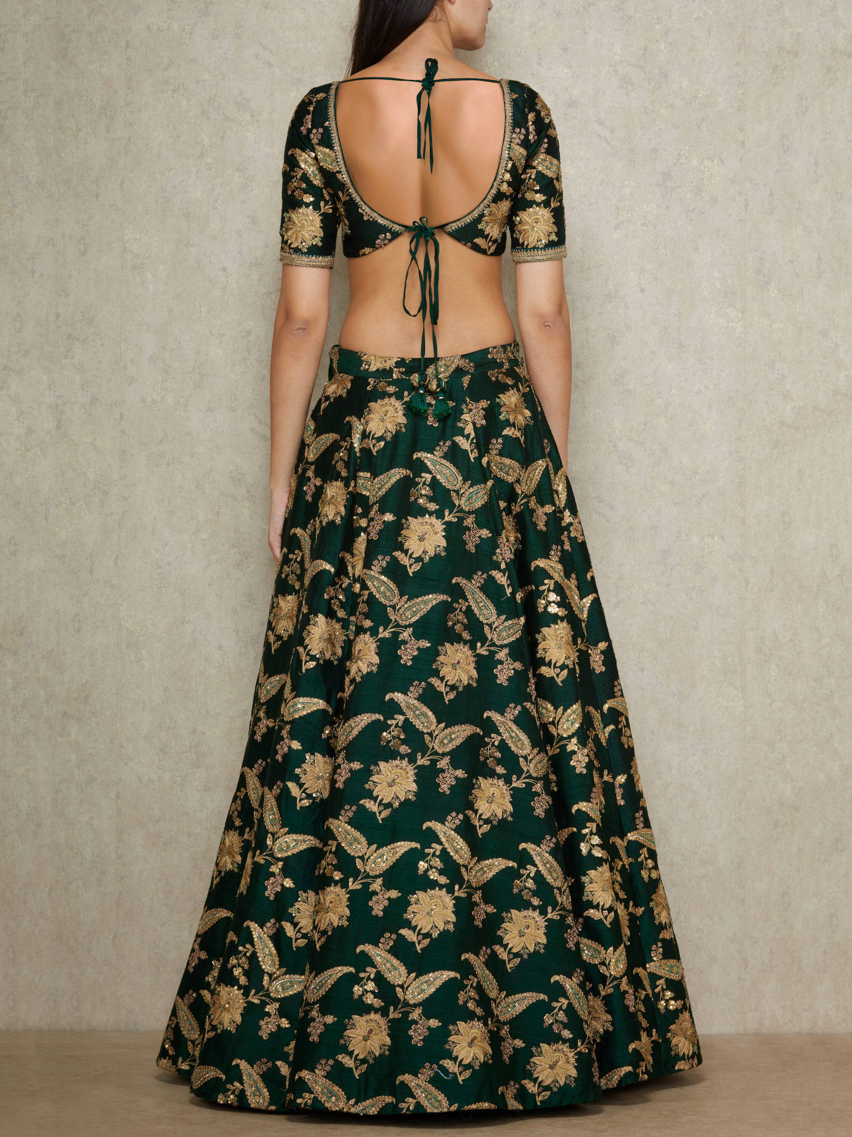 Adorable Dark Green Colored Bridal Wear Designer Embroidered Lehenga choli Secondary image