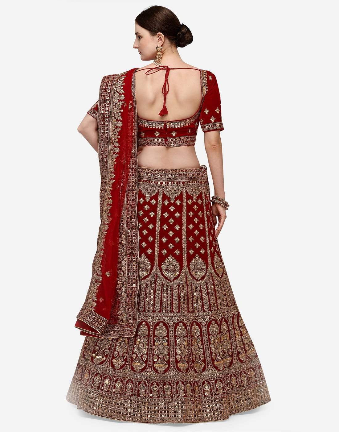 Heavy Bridal Lehenga Choli with Dual Sandwich Sequins Work ClothsVilla