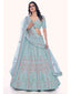 Firozi Soft Net Embroidered Designer Lehenga Choli Clothsvilla