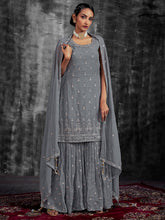 Load image into Gallery viewer, Grey Embroidered Partywear  Stitched Kurtaset Clothsvilla