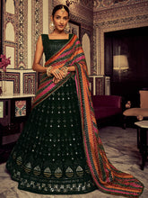 Load image into Gallery viewer, Green Embroidered Georgette Semi Stitched Lehenga With Blouse Piece Clothsvilla