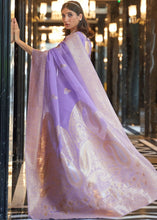 Load image into Gallery viewer, Amethyst Purple Zari Woven Linen Silk Saree Clothsvilla