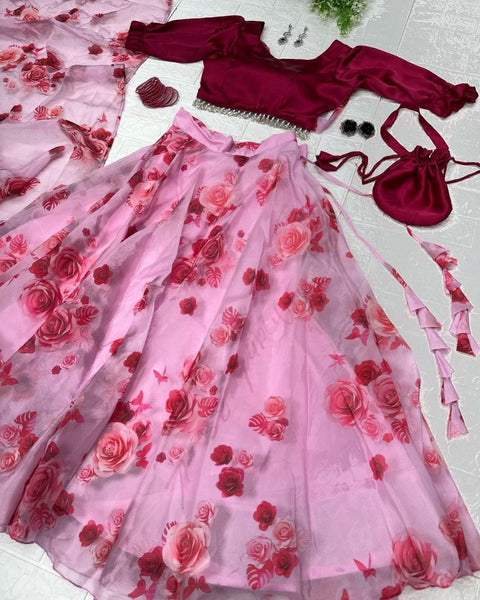 Innovative Light Pink Color Printed Lehenga Choli Main image