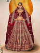 Load image into Gallery viewer, Maroon Velvet Semi Stitched Lehenga With Unstitched Blouse Clothsvilla