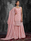 Beautiful Embroidered Pink Georgette Semi Stitched Kurta Set Clothsvilla