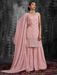 Load image into Gallery viewer, Beautiful Embroidered Pink Georgette Semi Stitched Kurta Set Clothsvilla