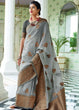 Load image into Gallery viewer, Smoke Grey Woven Linen Silk Saree with Butti overall Clothsvilla
