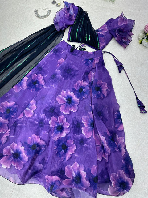 Marvelous Purple Color Lehenga With Blouse Attached Metallic Thread Dupatta Clothsvilla Main image