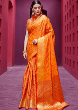 Load image into Gallery viewer, Papaya Orange Woven Patola Silk Saree Clothsvilla