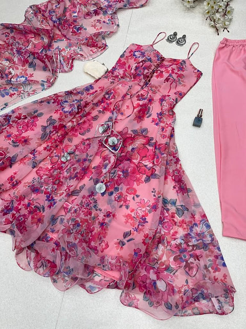 Digital Print Light Pink Color Beautiful Anarkali Suit Main image