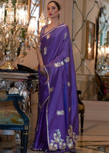 Load image into Gallery viewer, Electric Purple Designer Satin Silk Saree Clothsvilla