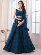Load image into Gallery viewer, Teal Embroidered Soft Net Semi Stitched Lehenga With Blouse Piece Clothsvilla