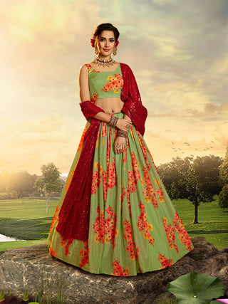 Beautiful Red Semi Stitched Lehenga With  Unstitched Blouse Clothsvilla