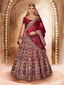 Maroon Embroidered Semi Stitched Lehenga With Unstitched Blouse Clothsvilla