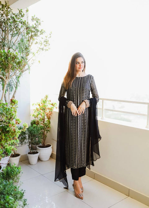 Wedding Wear Black Color Sequence Work Salwar Suit Clothsvilla Main image